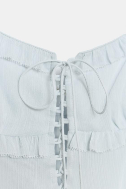 ZARA ТОП С ВОЛАНАМИ — ZW COLLECTION, ГОЛУБОЙ