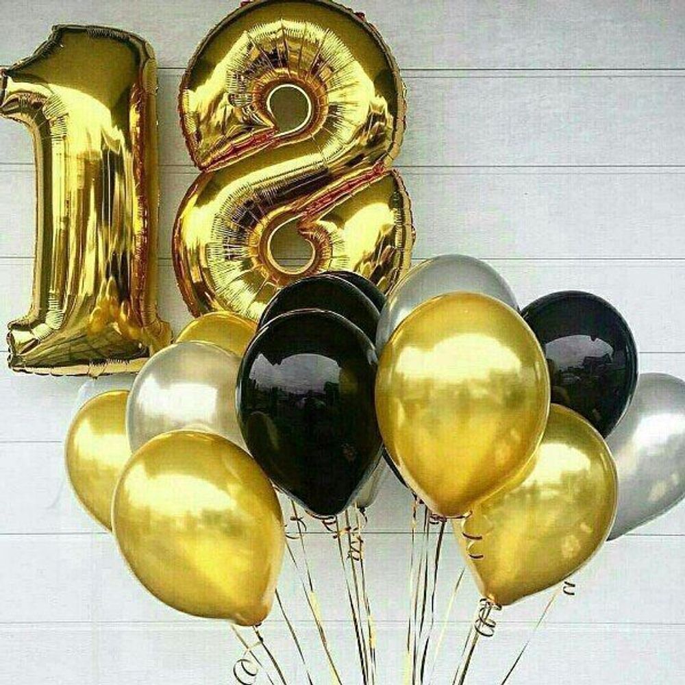 Шар (40"/102 см) Цифра, 8, Золото, в упаковке