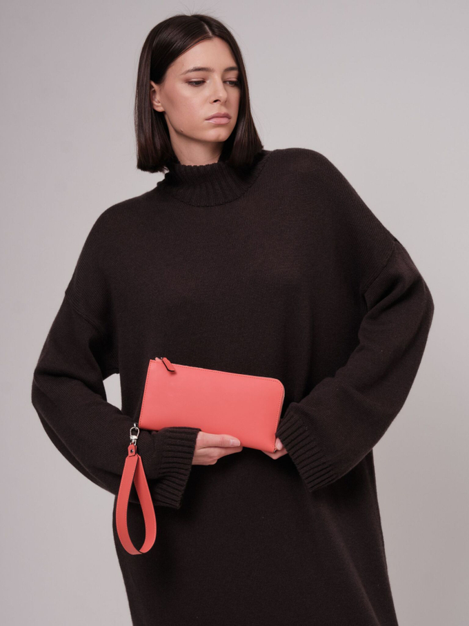 Клатч кожаный розовый