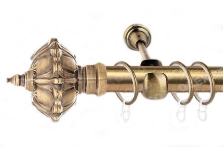 Карниз кованый для штор Скипетр d25 однорядный, цвет антик
