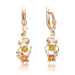 Серьги «Жасмин» с английским замком из красного золота с эмалью