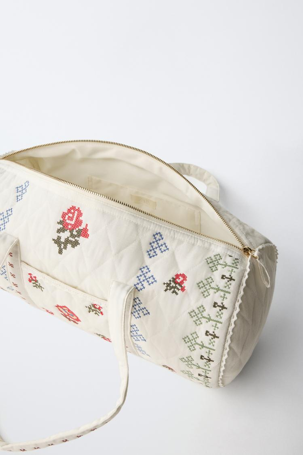 ZARA СУМКА С ВЫШИВКОЙ, ЭКРЮ