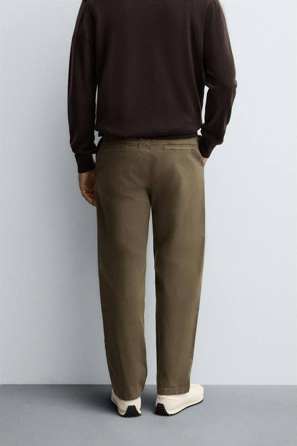 ZARA БРЮКИ STRAIGHT FIT ИЗ ТВИЛА, ТЕМНЫЙ ХАКИ