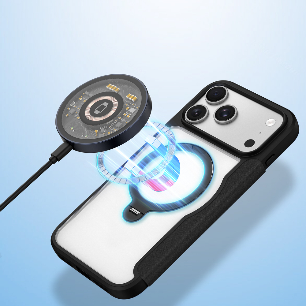 Чехол книжка с поддержкой MagSafe от Dux Ducis для iPhone 17 Pro, серия Skin X Pro Series Case (версия с магнитной откидной подставкой)