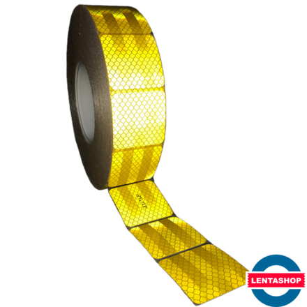 Жёлтая сегментированная светоотражающая лента 104R для контурной маркировки 50 мм х 10 м