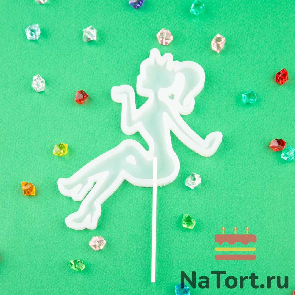 Силиконовая форма для леденцов «Топпер девушка сидя»