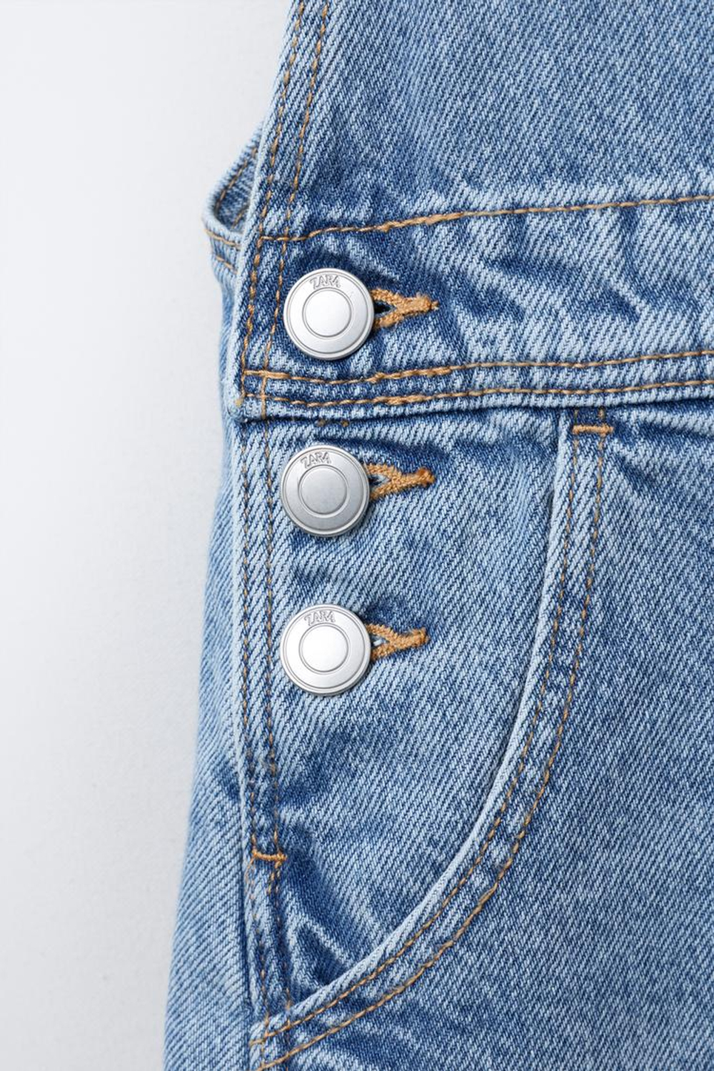 ZARA ДЛИННЫЙ ДЖИНСОВЫЙ КОМБИНЕЗОН, ГОЛУБОЙ