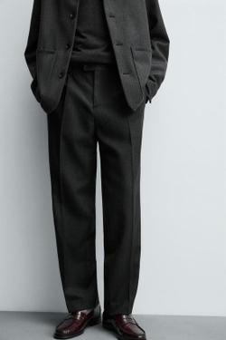 ZARA БРЮКИ ИЗ 100% ШЕРСТИ, АНТРАЦИТОВО-СЕРЫЙ