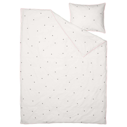 IKEA VÄNKRETS  (ИКЕА ВÄНКРЕТС)  -  Пододеяльник и наволочка, точечный рисунок белый/розовый, 150x200/50x60 см