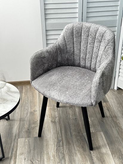 Стул МАНГО ДАНС 360 град. поворотный, Alpina Dove, букле / Черный каркас