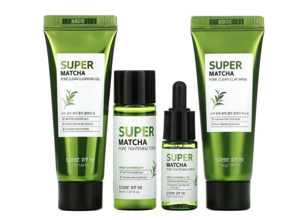 Some By Mi Super Matcha Pore Care Starter Kit набор миниатюр для сужения пор с чаем матча