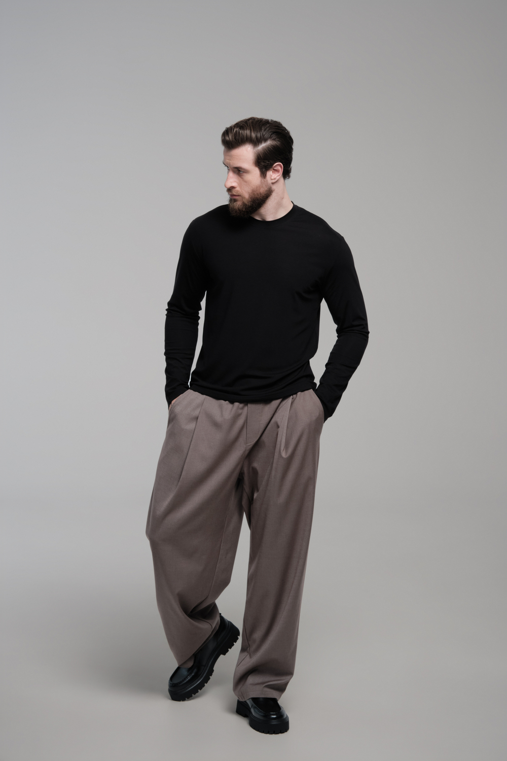 Брюки широкие на резинке | light brown