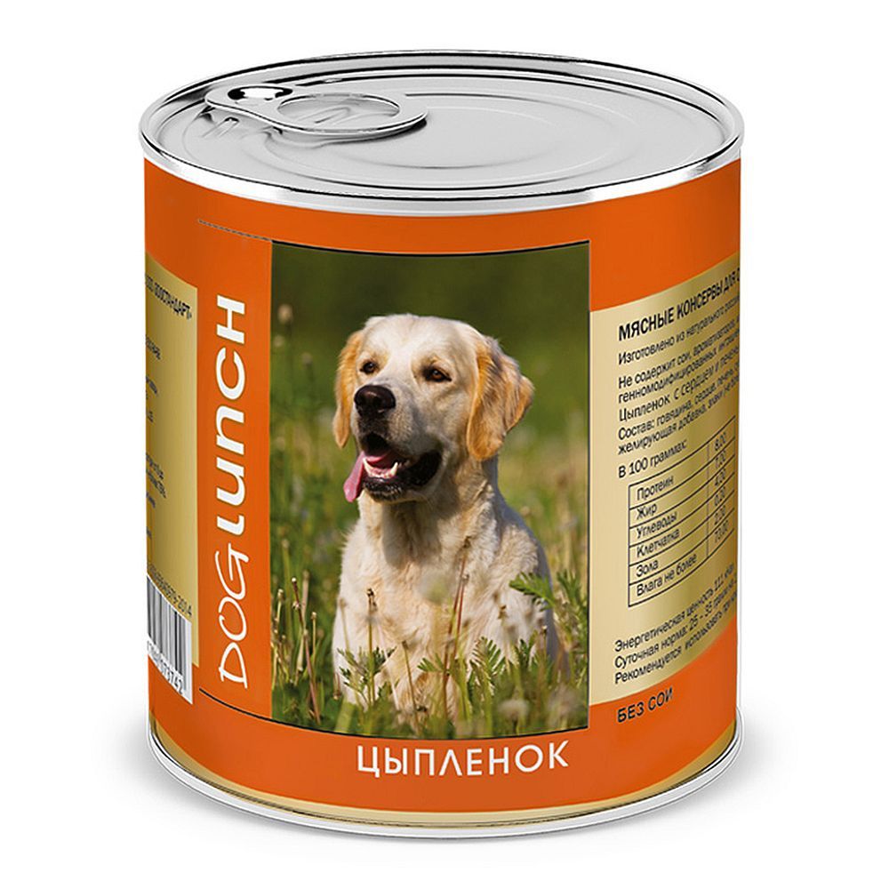 Влажный корм DOG LUNCH для собак с цыплёнком в желе, банка 750г