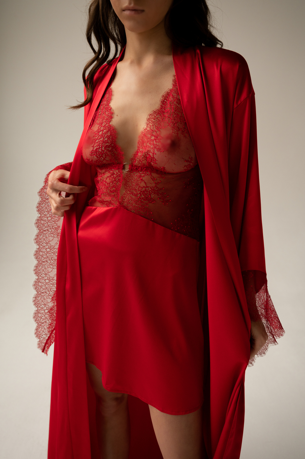 Халат-кимоно в пол Rouge Красный