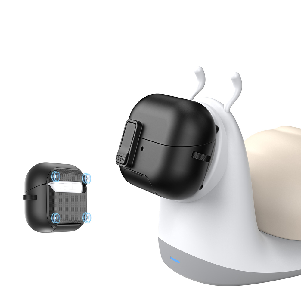 Усиленный чехол черного цвета для наушников Samsung Buds3, 3 Pro и 3 FE, серия SECQ Series (с подставкой и карабином) от Dux Ducis