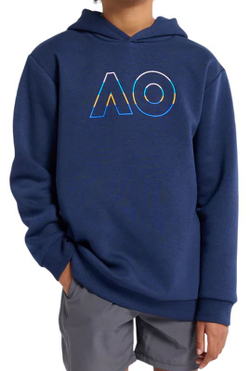 Кофта для мальчика теннисная Australian Open Logo Hoodie - небесный