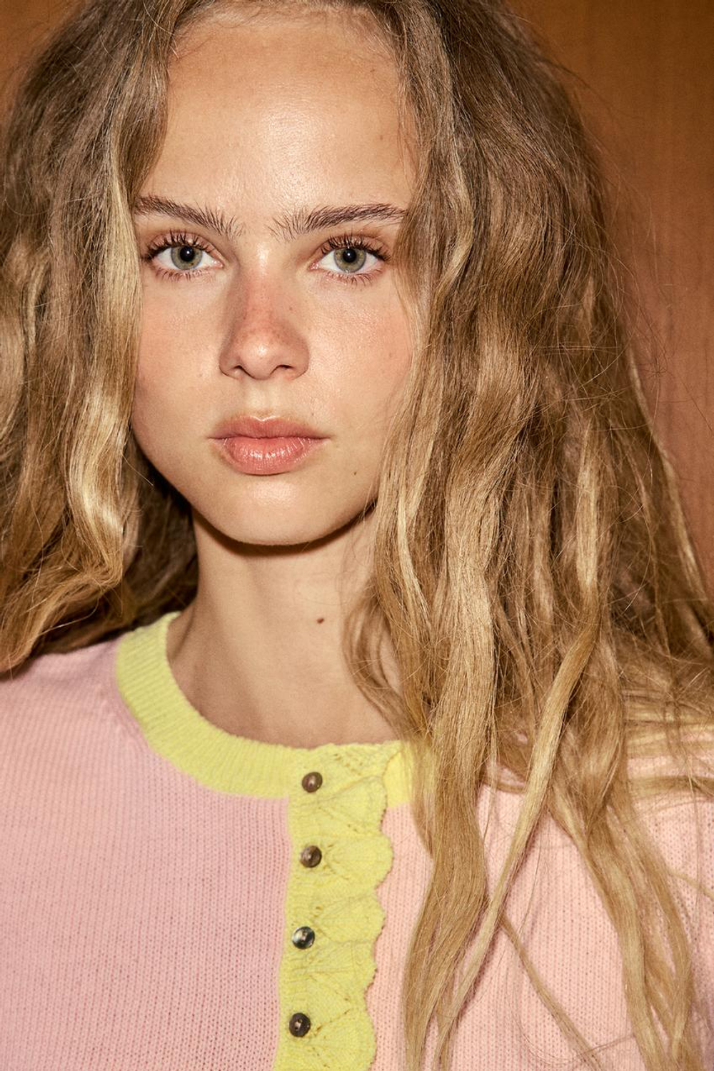 ZARA КАРДИГАН ИЗ ТРИКОТАЖА POINTELLE С КОНТРАСТНЫМИ ДЕТАЛЯМИ, РОЗОВЫЙ