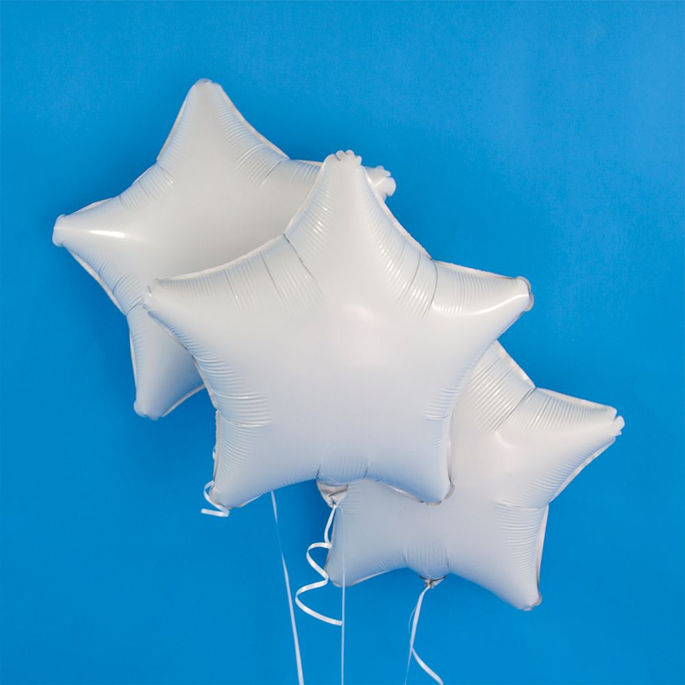 Шар (19"/48 см) Звезда, Белый 1 шт.