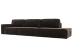 Диван прямой Прага Модерн Лонг подлокотник слева, Коричневый, Велюр, 121742L