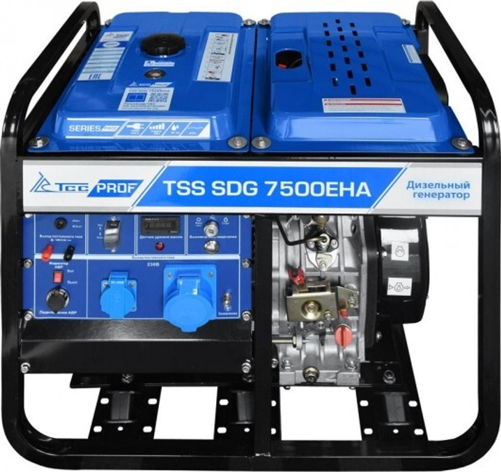 Генератор дизельный с воздушным охлаждением ТСС SDG 7500 EHA открытая 100026