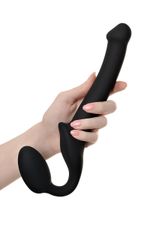 Черный безремневой страпон Silicone Bendable Strap-On - size S