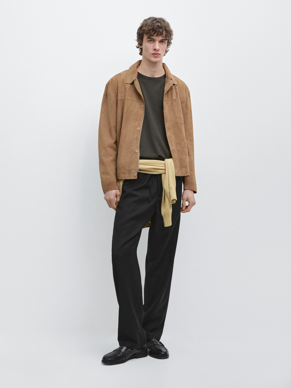 Massimo Dutti Шерстяные брюки свободного кроя, черный