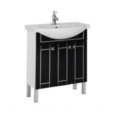 Тумба с раковиной Aquanet Честер 75 черный/серебро