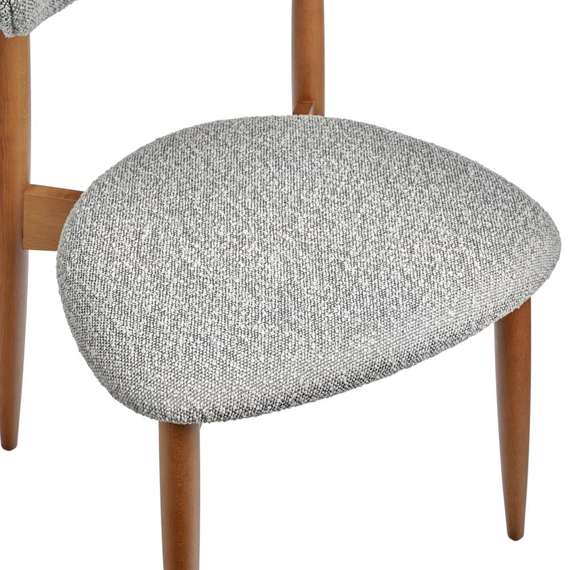 Стул Mod, светло-серое букле, каркас из массива бука в цвете орех