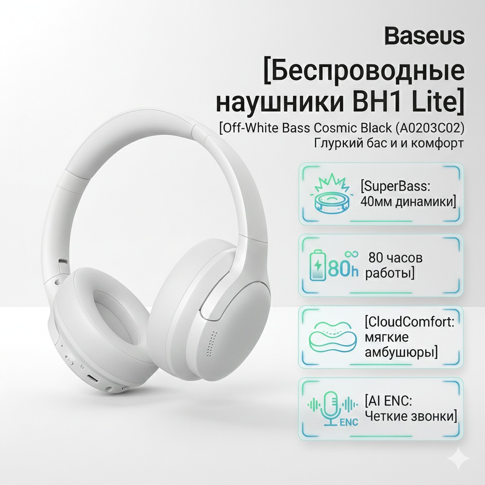 Наушники Baseus BH1 Lite белый