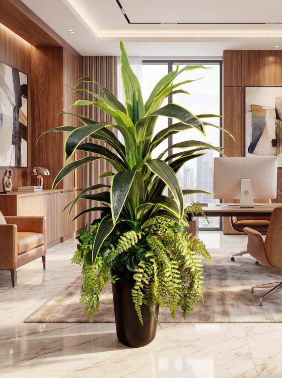 Композиция Интерьерная с драценой королевской в высоком кашпо