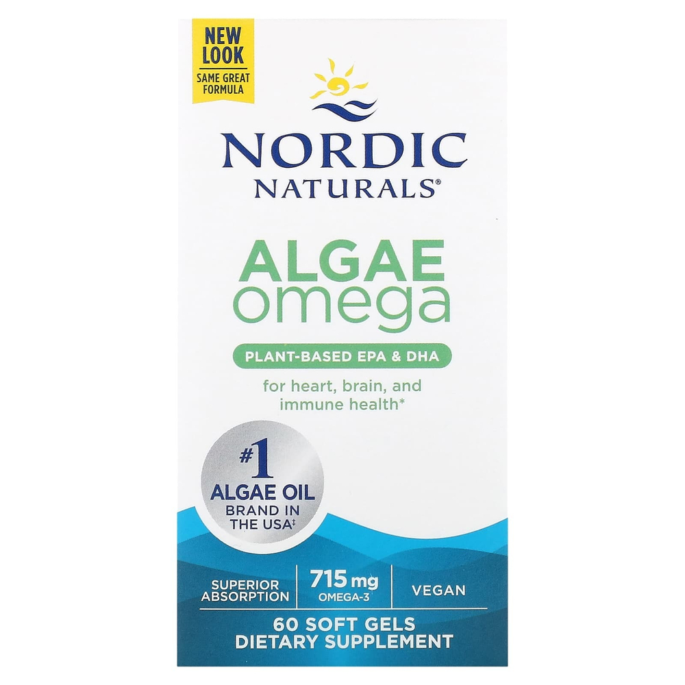 Nordic Naturals, Algae Omega, 60 мягких таблеток (357,5 мг в мягком геле)