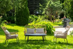 "Версаль" лаунж-зона из искусственного ротанга на 4 персоны, цвет соломенный