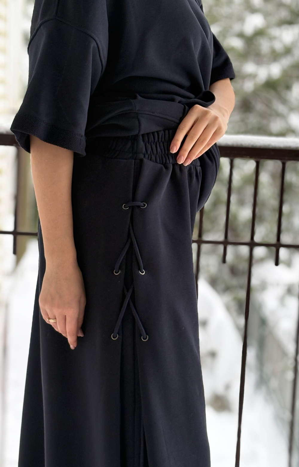 Палаццо со шнуровкой /петля /синий