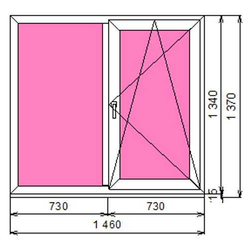 Пластиковое окно 1340 х 1460 ТермА Эко