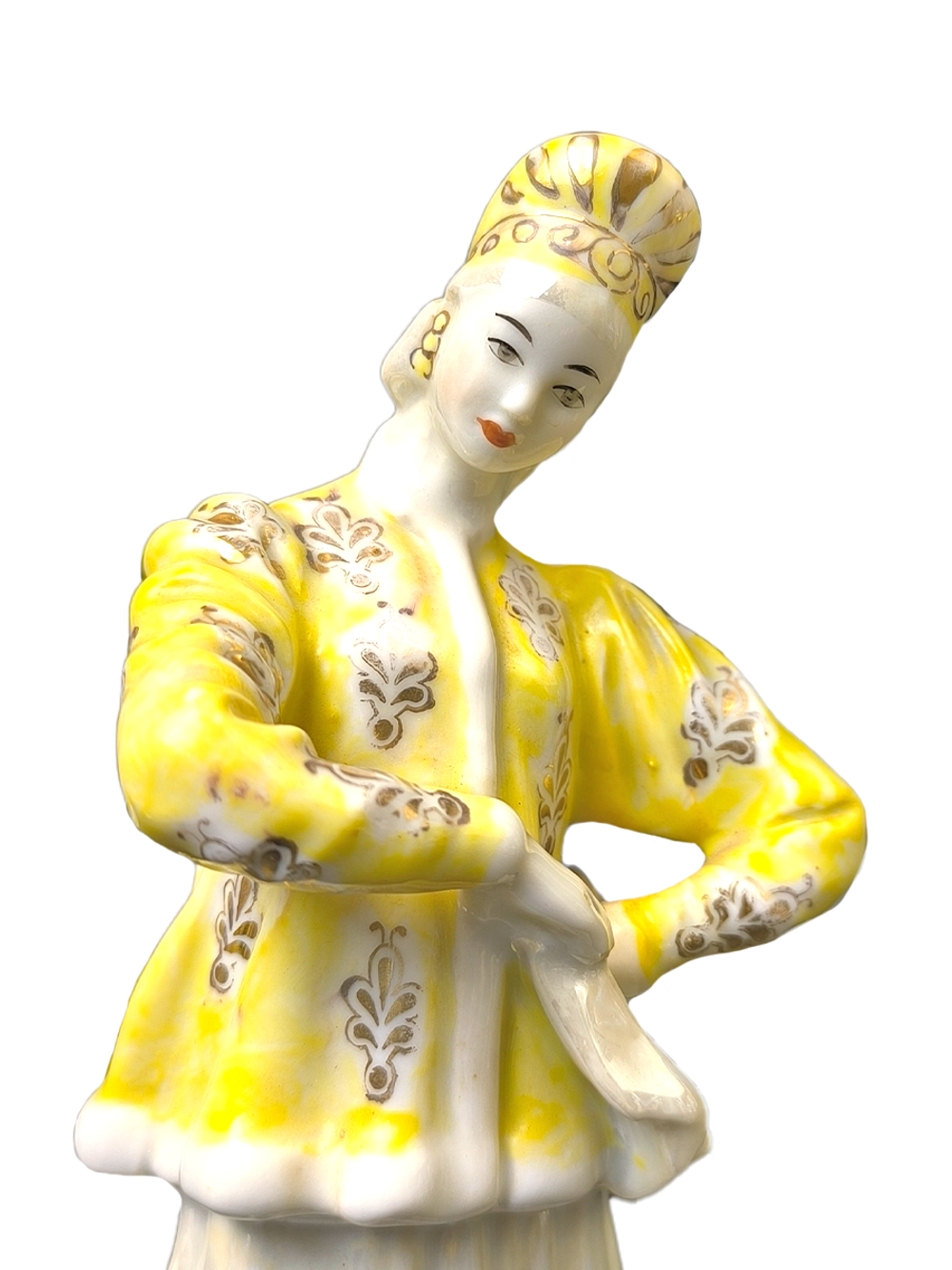 Фарфоровая статуэтка "Лебёдушка" в желтой шубке (Дулево)