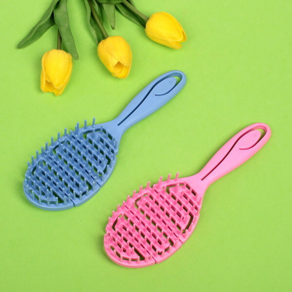 Расчёска массажная «Сosmo style», для бережного расчёсывания мокрых волос, цвет белый, розовый и голубой, 21,8*6,8см