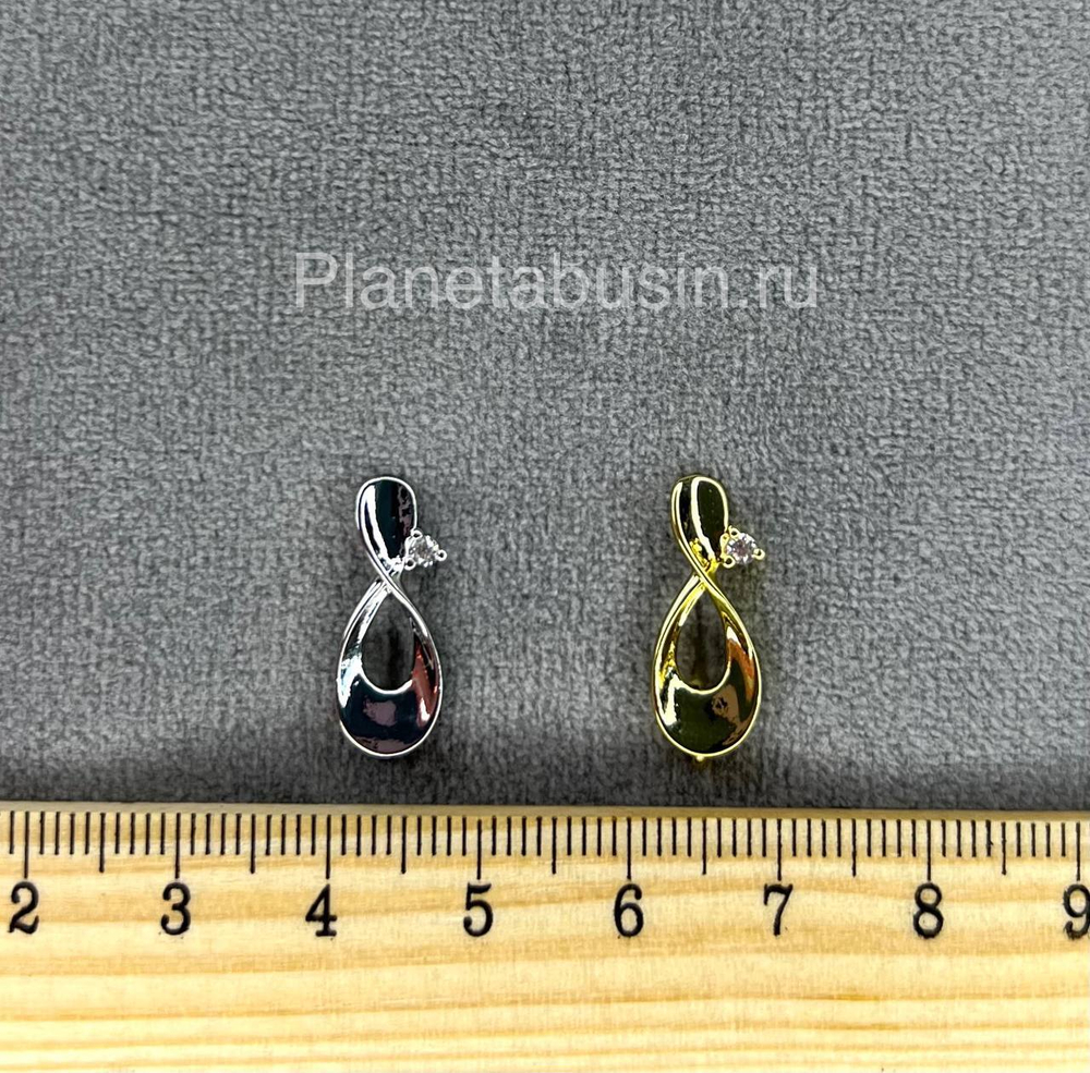Швензы люкс (Корея) пара петля с цирконом 0482