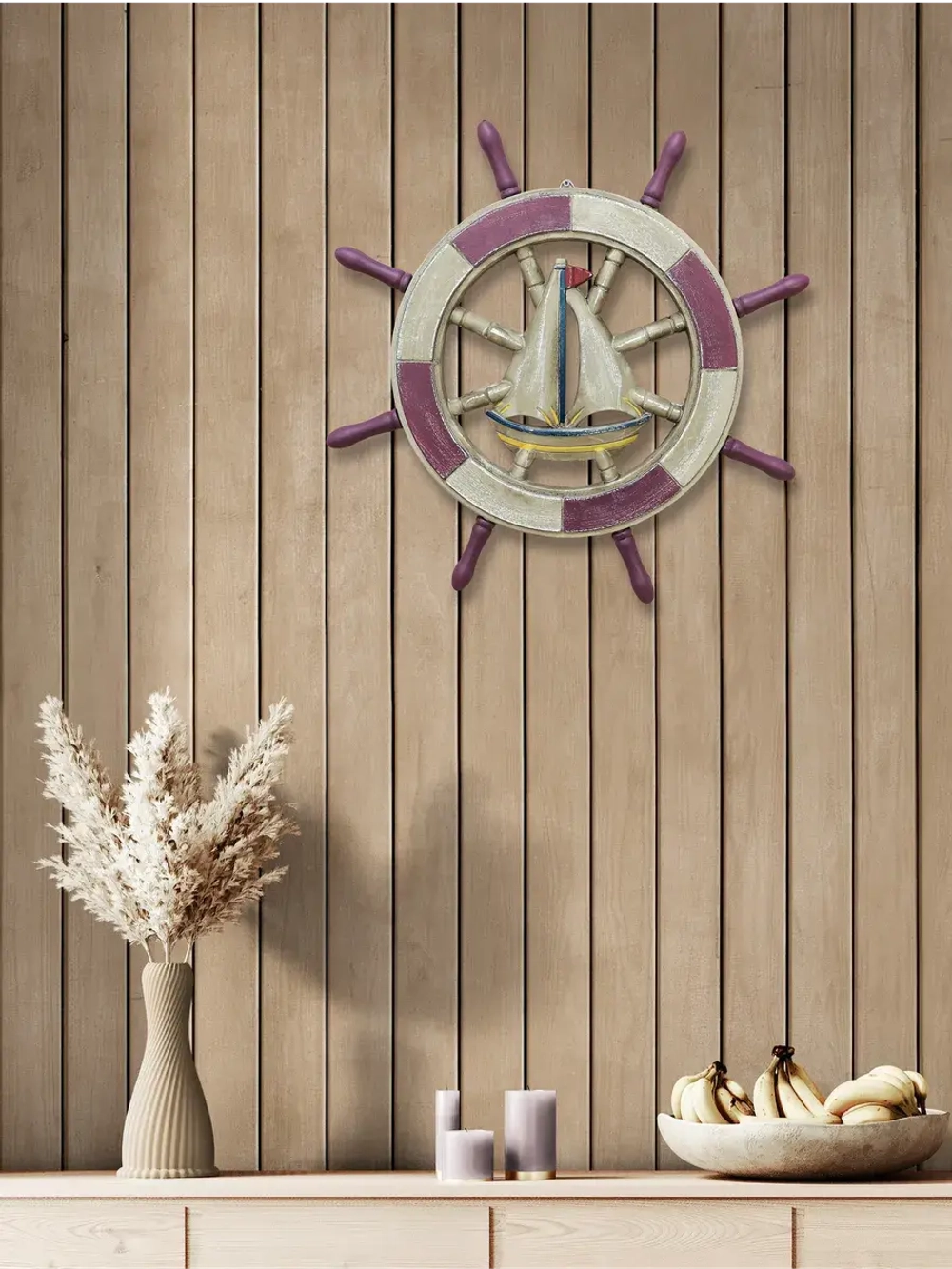 Декор для дома на стену "Штурвал" 43 см