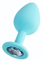 Мятная анальная втулка Brilliant с прозрачным кристаллом - 8 см. (Цвет: прозрачный)