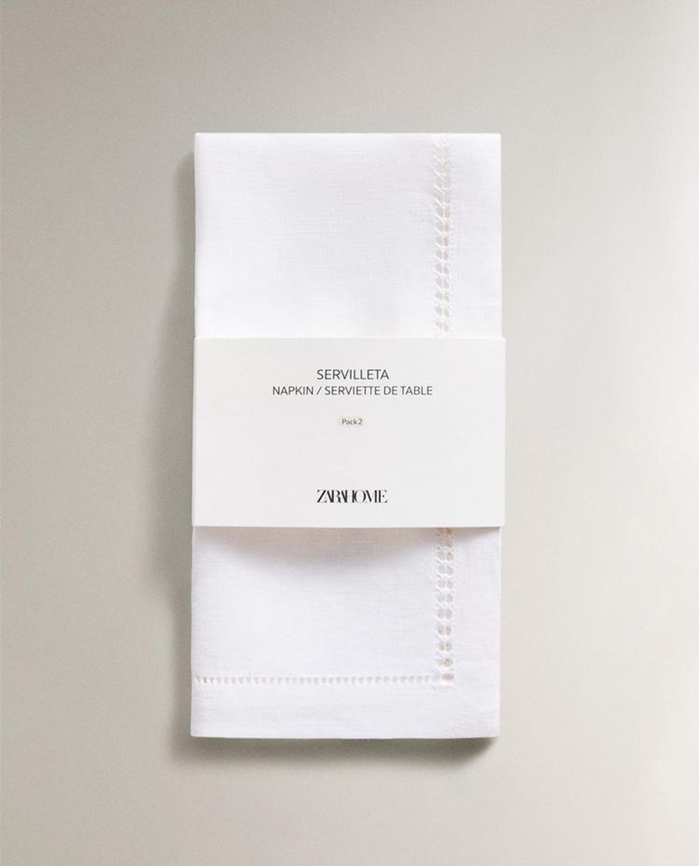ZARA HOME НАБОР САЛФЕТОК С ВЫШИВКОЙ (2 ШТ.), БЕЛЫЙ