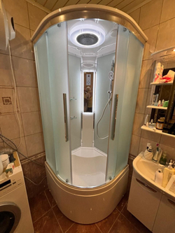 Душевая кабина AvaCan (АваКан) EM5090LED с высоким поддоном, с ГМ, с электрикой и LED освещением, 90х90х220