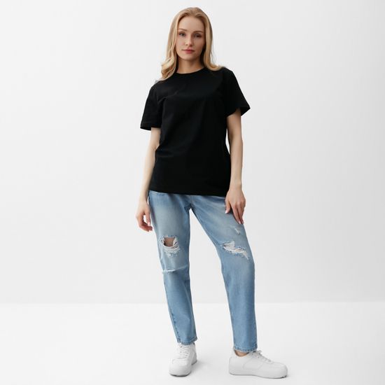 Купить женскую футболку из хлопка цвет  чёрный недорого