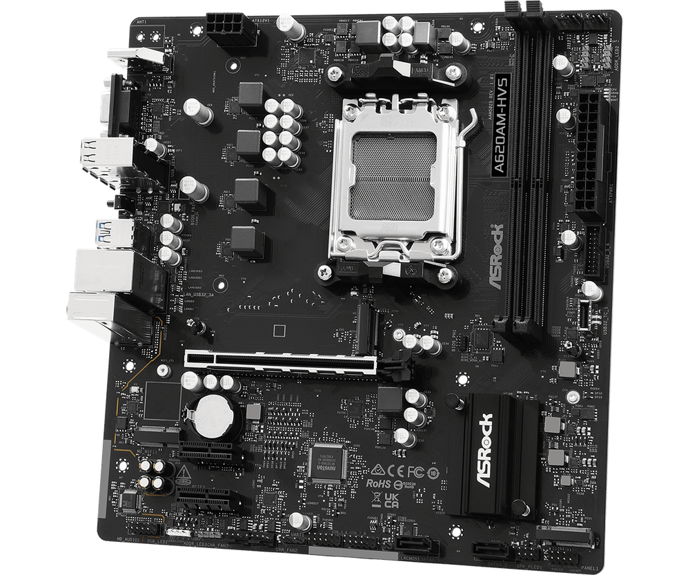 Материнская плата ASRock A620AM-HVS AM5 2xDDR5 2xSATA3 RAID 2xM.2 D-Sub HDMI mATX