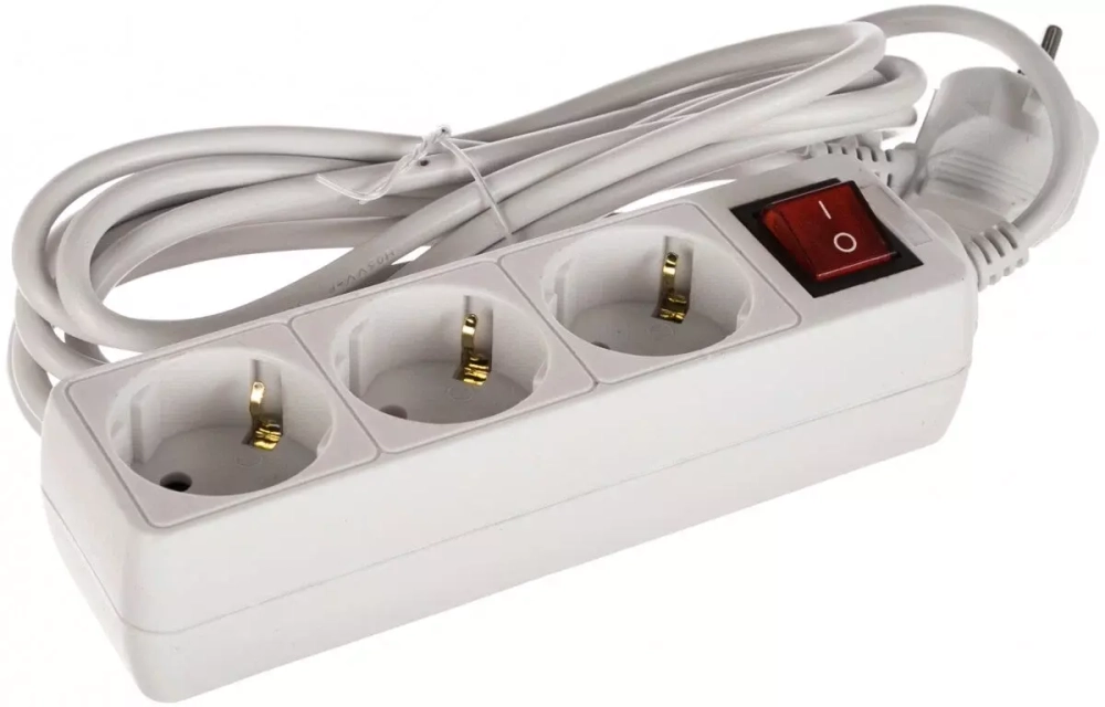 Сетевой фильтр питания 3-розетки 3-метра 10А Perfeo Powermate белый