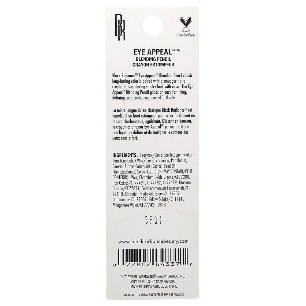 Black Radiance, Eye Appeal, карандаш для растушевки, CA6525 Kohl, черный, 0,94 г (0,033 унции)