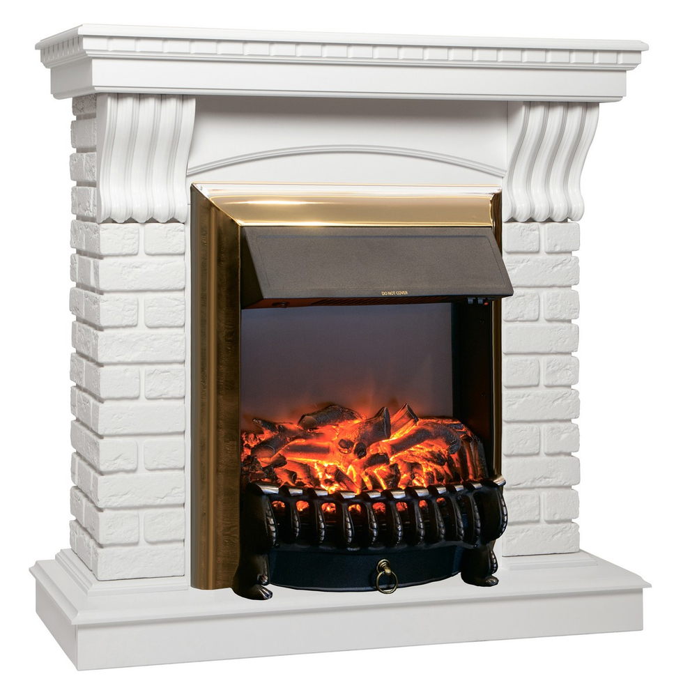 Электрокамин RealFlame Jazz WT белый с очагом Fobos Lux Brass