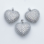 Подвеска Сердце, цвет серебро (родий), фианиты, размер 13*14 мм, цена за 1 шт