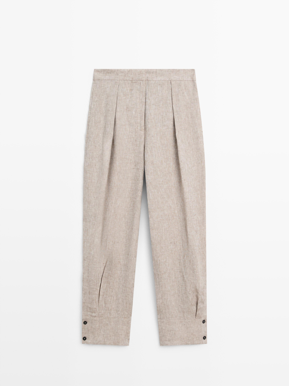 Massimo Dutti Брюки костюмные с пряжкой, бежевый