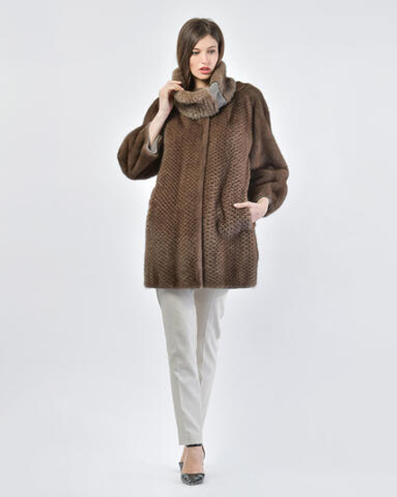 Полупальто из меха норки на кашемировой основе