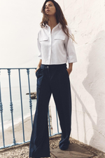 Брюки wide leg с двойным поясом